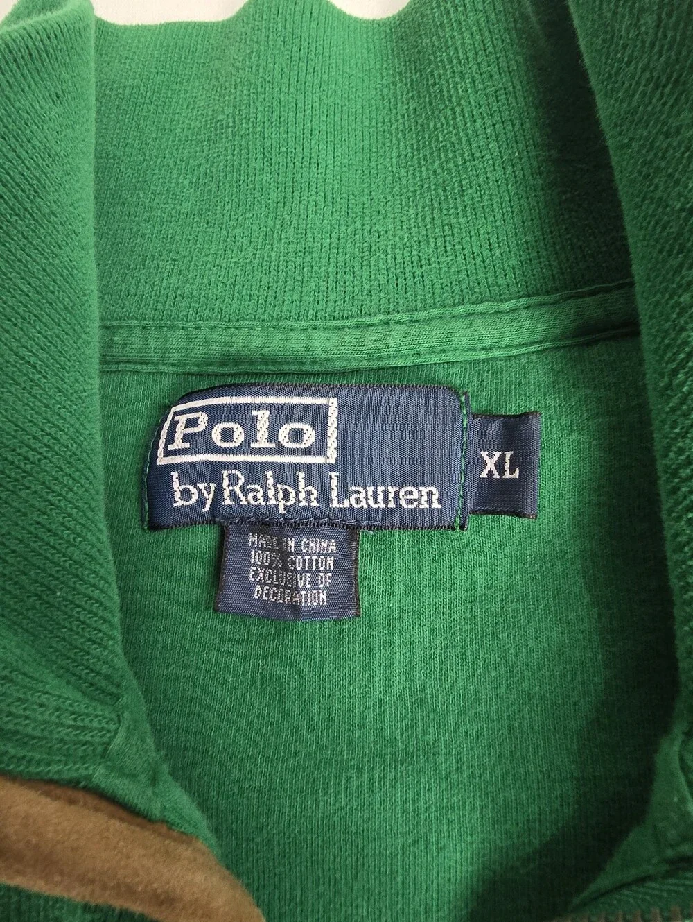 Polo By Ralph Lauren Green 1/4 Zip Pullover Sweater Big Pony XL